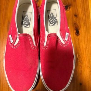 Vans Red Canvas Slip-On Sneakers